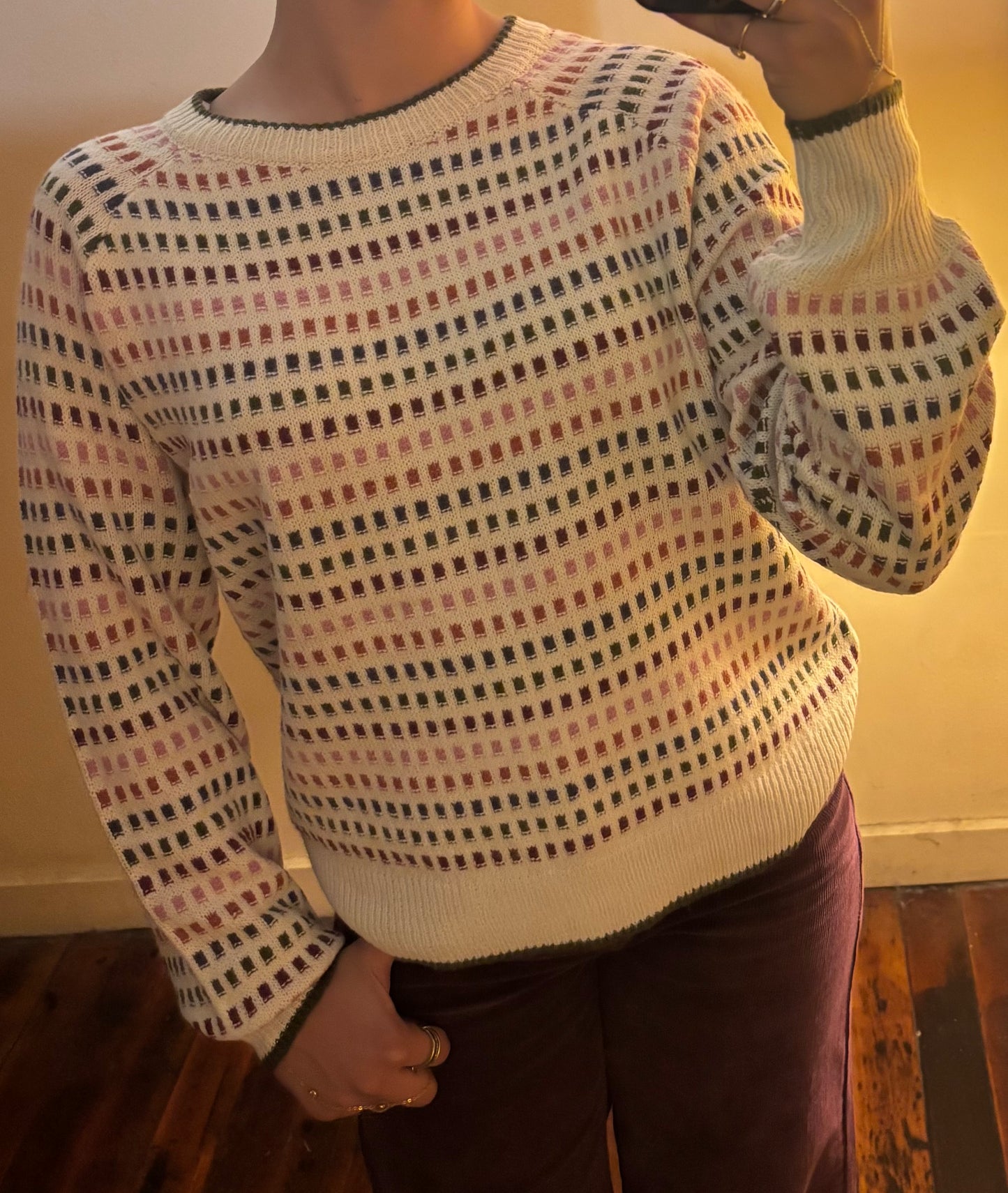 Multicolor Textured Striped Sweater