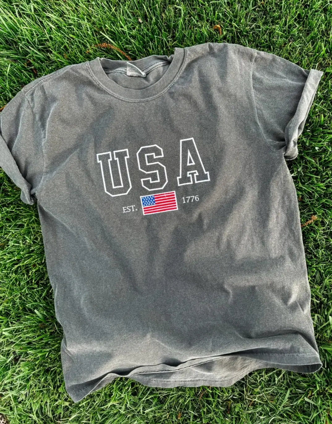 USA Embroidered Tee Pepper