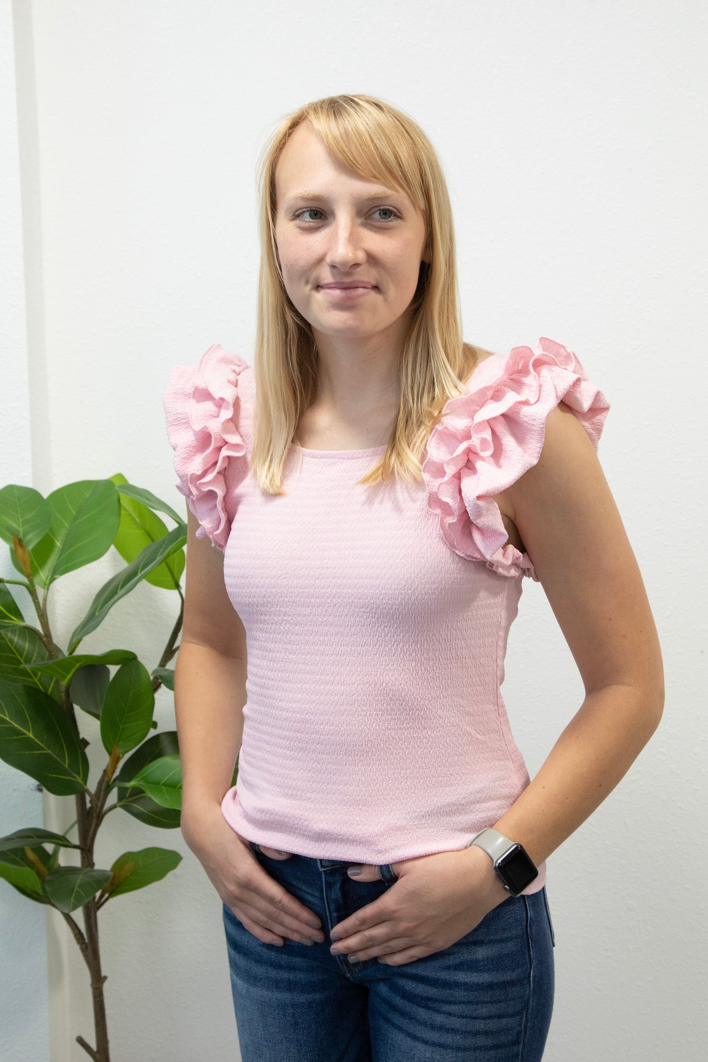 Ruffled Scrunchy Shoulder Top