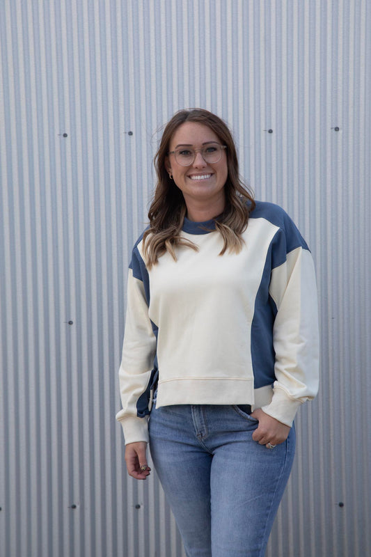 Navy Pineapple Colorblock Sweater
