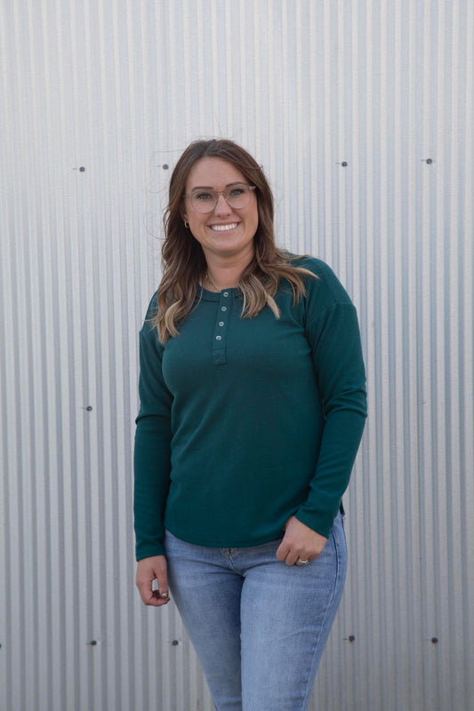 The Veronica Waffle Top Jade