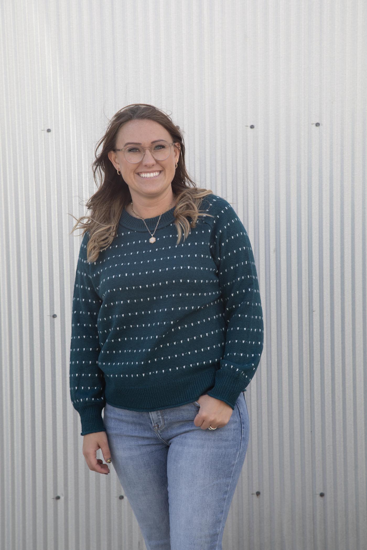 The Camille Dotted Sweater Teal