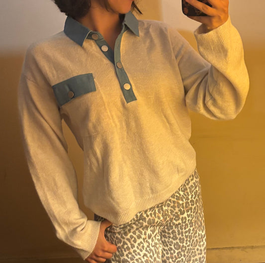 Mixed Denim Oatmeal Sweater