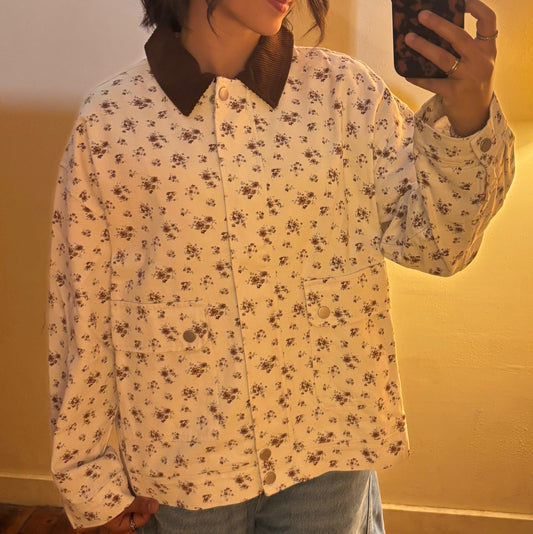 Floral Button Down Denim Jacket