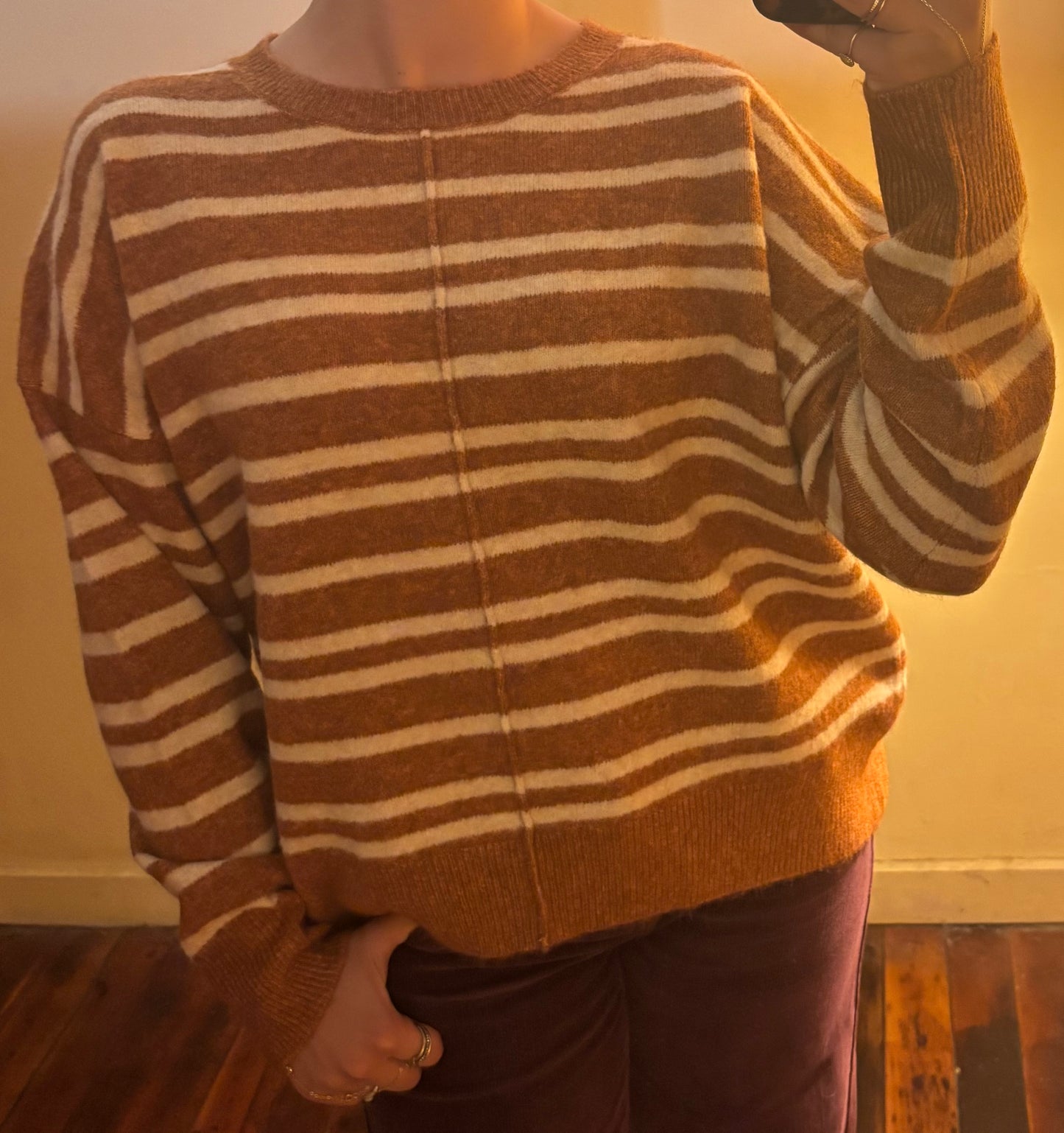Double Striped Sweater - Camel