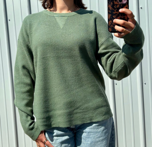 Olive Waffle Sweater