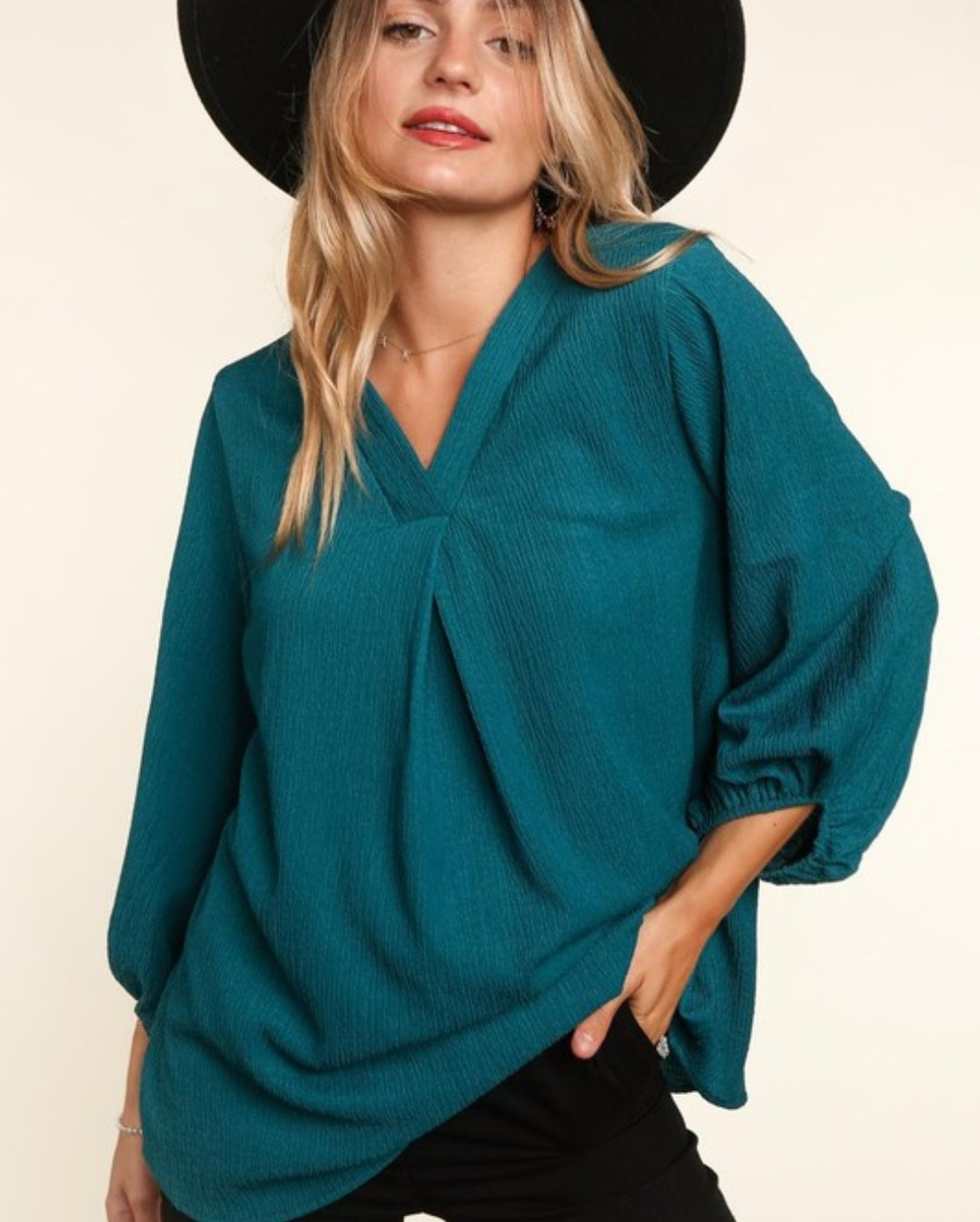 Teal Flow Blouse Plus