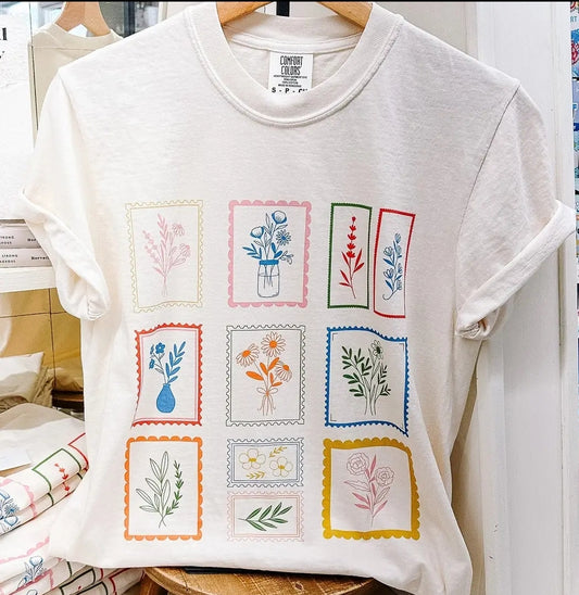Whimsical Floral Postage Tee