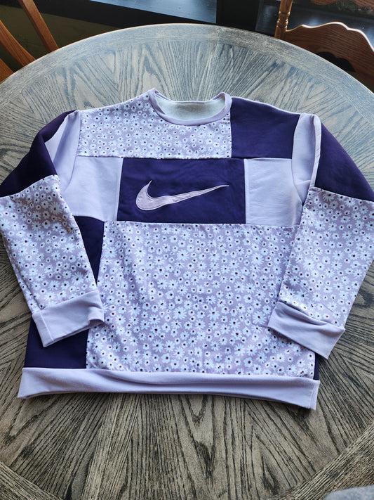 Purple Daisy Upcycled Crew L/XL