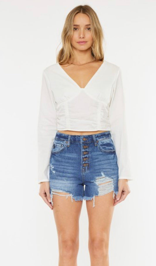 Button Fly Distress Short